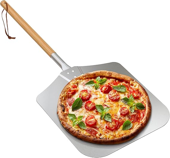 onlyfire 12"x14" Metal Pizza Peel Aluminum Paddle, Wood Handle, 28" Long