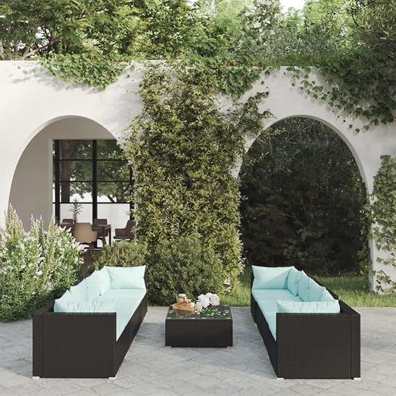 9 Piece Modular Garden Lounge Set with Removable Cushions, Weather-Resistant Outdoor Furniture for Patio, Terrace, or Poolside, Flexible Seating for Up to 8 People, Modern