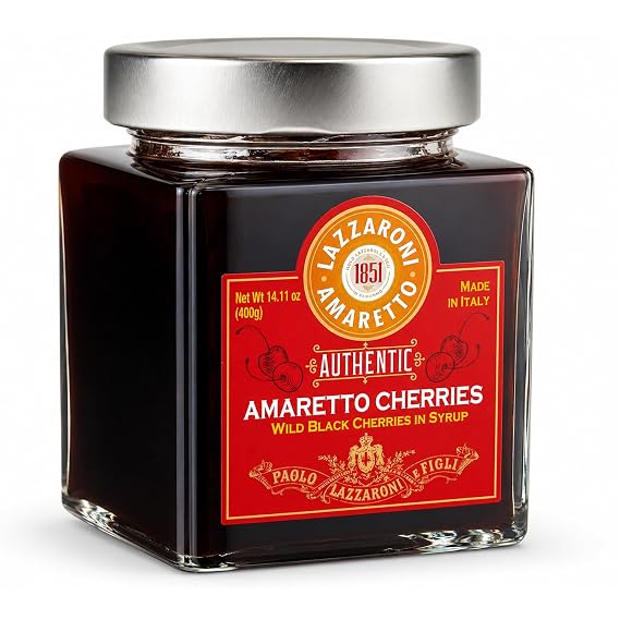 Lazzaroni Amaretto Italian Cocktail Cherries, 400g Jar