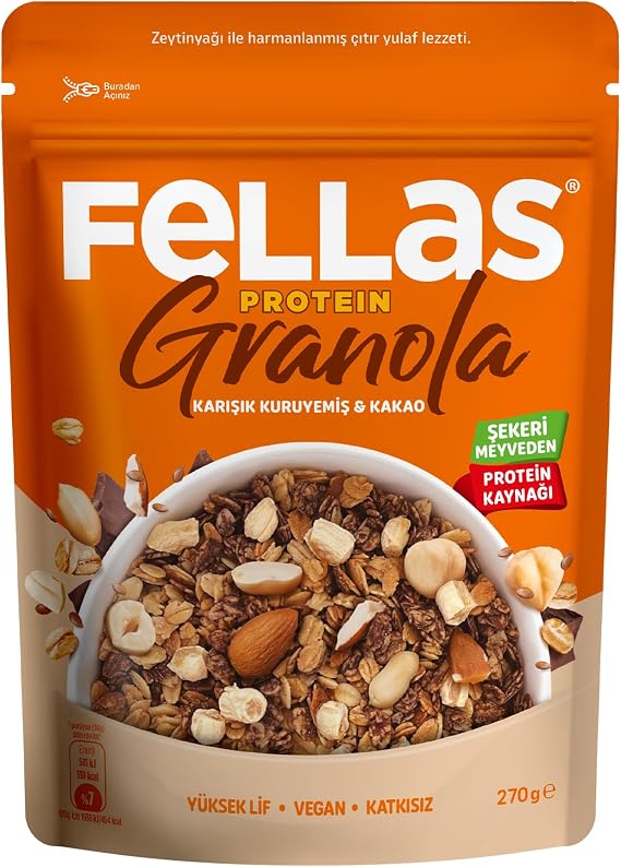 Fellas Protein Granola Karışık Kuruyemiş ve Kakao 270 gr