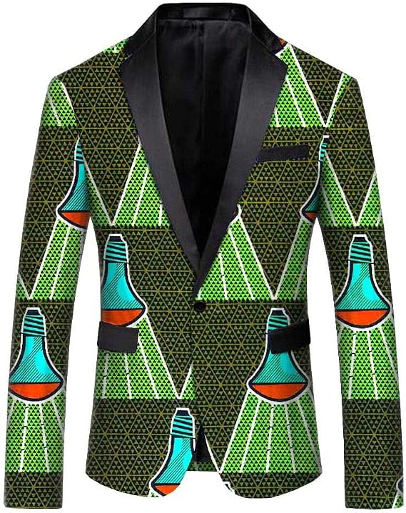 African Men's Jacket Dashiki Blazers Crop Top Print Wax Fabric Suit Print Coat