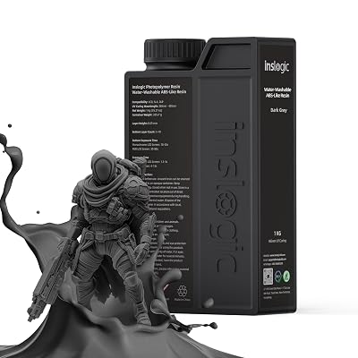 Inslogic Water-Washable ABS-Like Resin, Combines Features of ABSLIKE Resin & Water Washable Resin, Non Brittle, High Precision, Fast Curing 3D Resin for LCD DLP SLA 3D Printers, 1KG Dark Grey