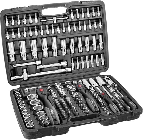 Vigor V2461 Socket Wrench Set 6.3mm 1/4 inch 10mm 3/8 inch 12.5mm 1/2, 172 pieces, glossy