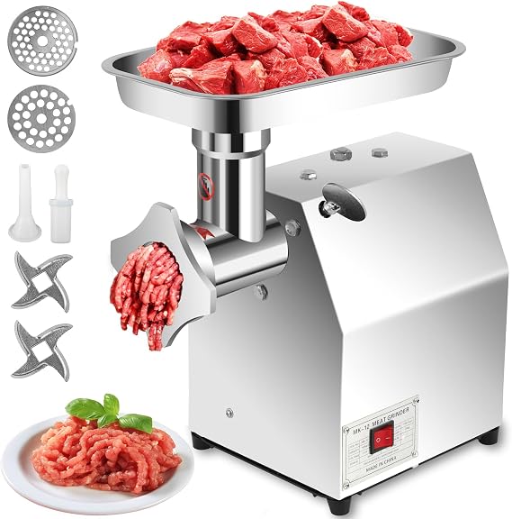 Commercial Meat Grinder, 850W 550LB/H Stainless Steel Electric Meat Mincer with 2 Blades, 2 Plates, Sausage Stuffer Tube, Heavy Duty Sausage Maker & Kibbe Kit for Home Kitchen Use, Restaurants