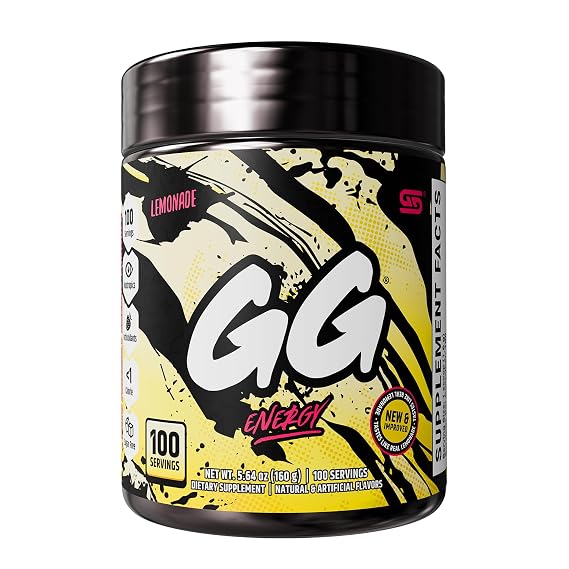 Gamer Supps GG Energy - Lemonade (100 Servings) - Keto Friendly Gaming Energy and Nootropic Blend, Sugar Free + Caffeine + Vitamins + Immune Support, Powder Drink