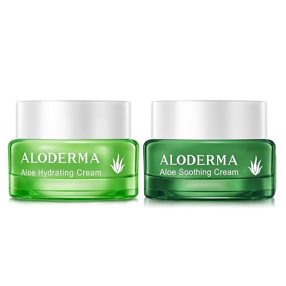 Aloderma Aloe Face Cream Set, 2 pieces - Hydrating Cream, Soothing Cream