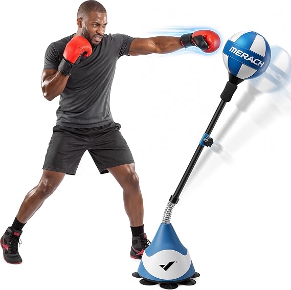 MERACH Punching Bag with Stand, 8 Suction Cups 53-62 Height Adjustable