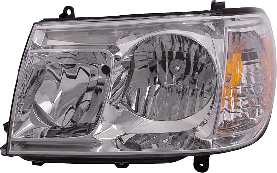 HEADLIGHTSDEPOT Chrome Housing Halogen Headlight Compatible with Toyota Land Cruiser 2006-2007 Includes Left Driver Side Headlamp