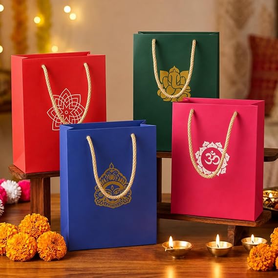 Lincia 16 Pcs Indian Return Gift Bags for Pooja Diwali Festival,Vivid