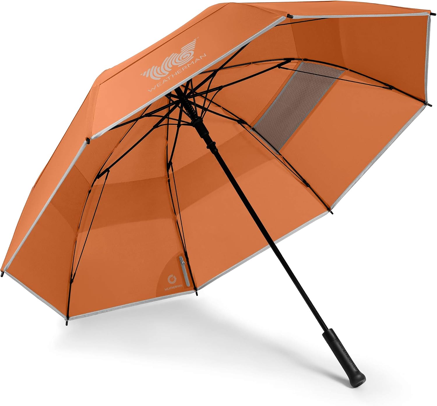 Weatherman Umbrella - Golf Umbrella - Windproof Sports Umbrella Resists Up to 55 MPH Winds - Available in 2 Sizes and 5 Colors 68 inch, Orange
