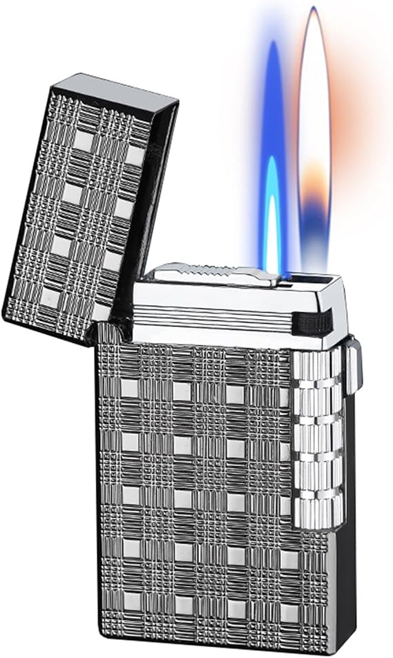 Lighter, jet torch lighter soft flame lighter 2 in 1, metal relief lighter, windproof refillable butane lighter for candle camping hiking gift(A)