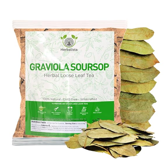 Herbalista - Premium Whole Dried Graviola Soursop Leaf (4 oz | 350+ Leaves) | 100% Natural Hoja de Guanabana | Fresh, Wildcrafted, and Authentic | Makes 30+ Cups of Delicious Tea