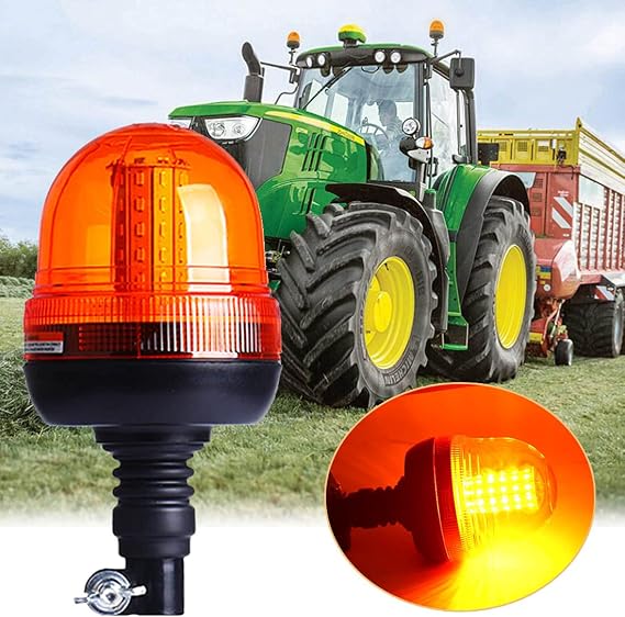 60 LED Rotating Flashing Amber Beacon Light, Flexible Mount Strobe Lamp Tractor Emergency Warning Light for Forklift Truck Mower UTV