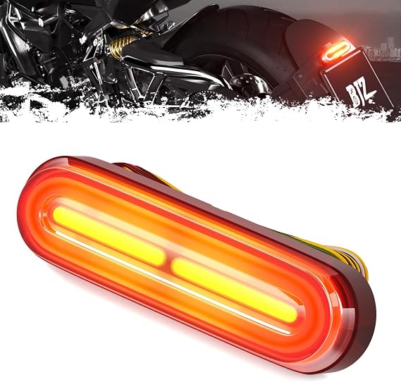 BJZ 5'' Dual Color Motorcycle Tail lights 10V-80V Strobe Brake Light+Amber Left/Right Turn Signals+Red Driving Light, Multifunction Oval LED Rear Marker Lights for ATV UTV Trailer Truck Van, 1Pcs