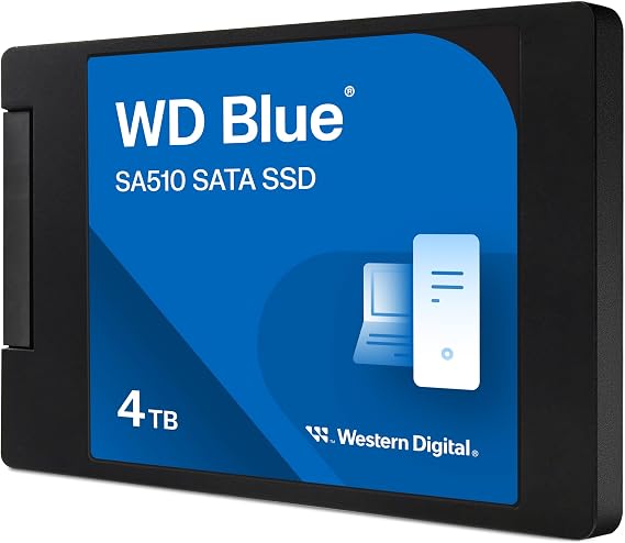 Western Digital WDS400T3B0A-EC SA510 Western Digital WD Blue SATA SSD, Internal 4TB 2.5 in Read Up to 560 MB/s, Write Up to 520 MB/s PC Manufacturer 5 Years