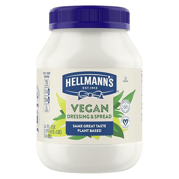 Hellmann's Vegan Dressing and Spread Vegan 1 ct For a Creamy Sandwich Spread or Condiment Same Great Taste, Plant Based, Free From Eggs 24 oz