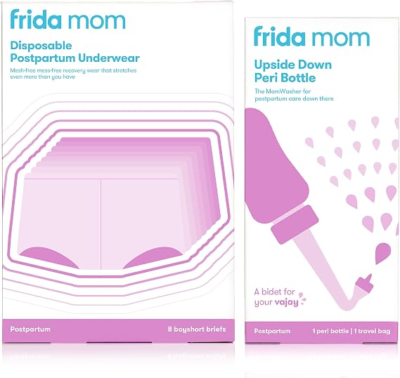 Frida Mom Postpartum Boyshort Underwear, 8 Count - Super Soft, Breathable, Stretchy, Latex-Free