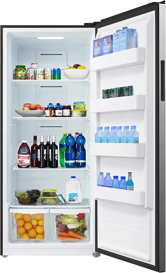 Upright freezers 21 cu.ft, Garage Standing Freezer/Refrigerator 115v, Dual Modes, Recessed Handle Single Door, Right, Stainless Steel