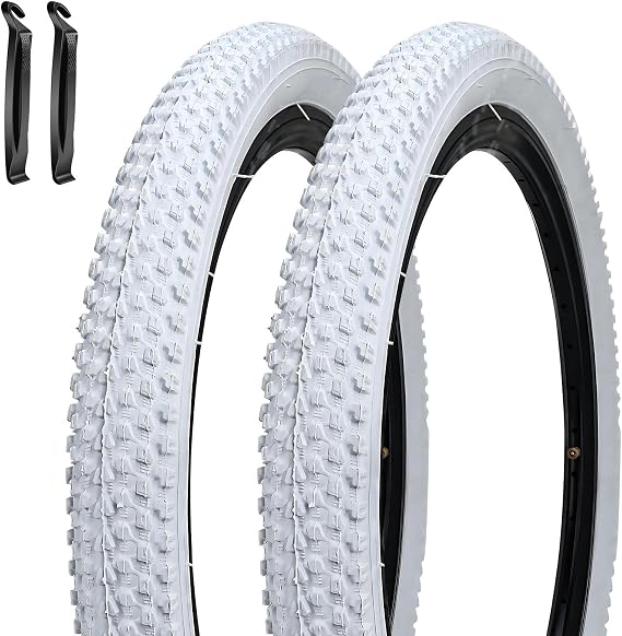 Pair of 12"/14"/16"/18"/20"x2.125" Bike Tires White for Trail Road Urban Pavement Kid's Replacement Bicycle Tyres Compatible with 14/16/18/20x1.75/1.95/2.0/2.125 Tire Wheel