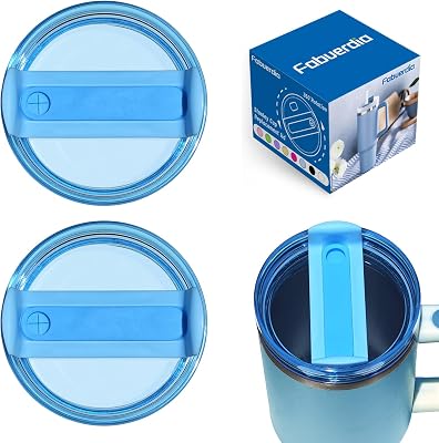 40 OZ Tumbler Lid Replacement Compatible for Stanley Quencher, 2 Pack Spill Proof Clear Tumbler Covers for Stanley Cup AccessoriesBule