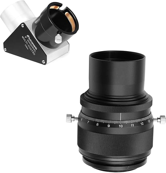 Astromania 2" 90-Degree Mirror Diagonal with 93% reflectivity Across Visible Spectrum - Bundle with - 2" Helical Micro Focuser with M48-thread and 0.1mm Scale for Telescope