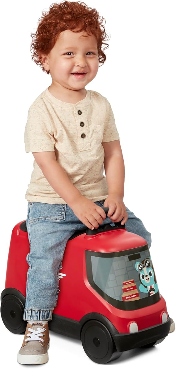 Radio Flyer Delivery Van Ride On Toy for Kids, Red Toddler Ride on Toy for Ages 2+