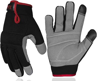 Mens Work Gloves Utility Touch Screen Breathable Spandex Rigger Padded Working Mechanic Palm Safety Builder Gardening Camping Black, M