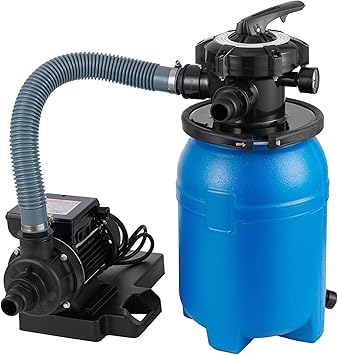 SmarketBuy 10 Sand Pool Filter System 10000 Gallon Sand Filter with 1/3 HP Above Ground Swimming Pool Pump 6-Way Multi-Port Valve Pool Filter, Black & Blue
