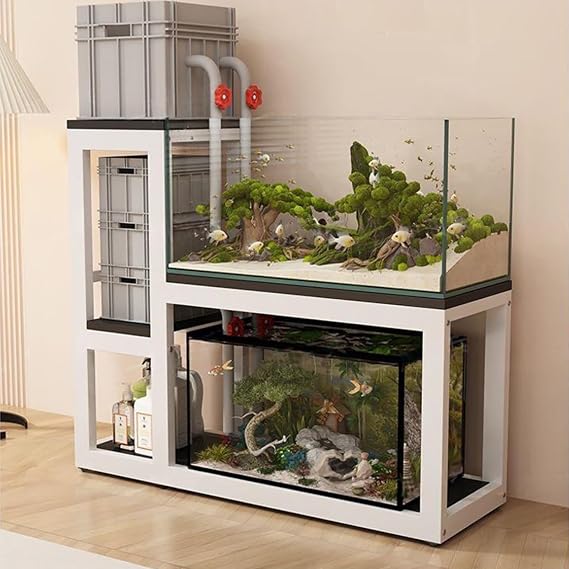 10-65 Gallon Aquarium Stand, Fish Tank Stand, Terrarium Stand, Reptile Tank Stand, Breeder Tank Shelf(White,130x45x115cm/51x18x45i)