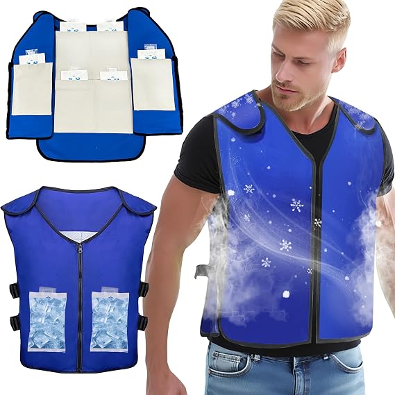 Ice Vest, Cooling Vest for Men Women with 30 PCS Ice Packs, Reflective and Adjustable Cool Ice Vests
