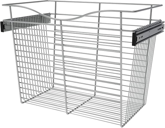 REV-A-SHELF Chrome 24" Wire Pullout Basket for 14" Deep Closet - 18" H