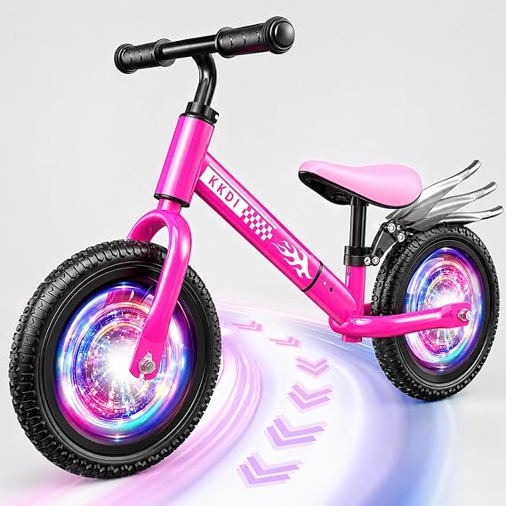 Toddler Balance Bike for 2-5 Year Old,Kids Balance Bike with Fender,Kids Bicycle for 2 3 4 5 Years Old Boy Girl Birthday Christmas Toy Gift,Adjustable Seat/Handlebar,Flat-Free LED Tires,10Min Assembly
