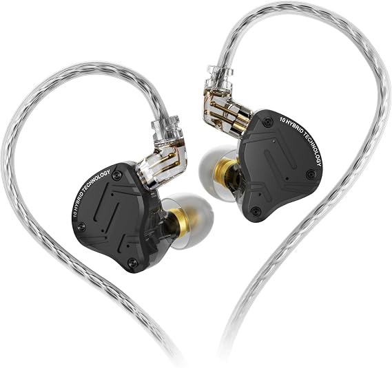 KZ ZS10 PRO X in Ear Monitor,4BA+1DD 5 Drivers IEM Earphones HiFi in Ear Headphones with Alloy Faceplace Detachable Cable for Gaming Audiophile Musician DJ Stage Wired Earbuds(Matte Black,Without Mic)