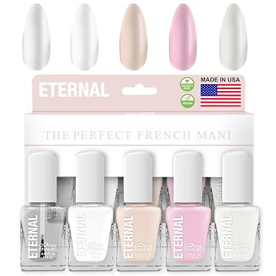 Eternal White Nail Polish Set for Women OH LA LA - Clear Nail Polish Set for Girls - Lasting & Quick Dry Light Non Toxic Nail Polish Kit for Home DIY Mani Pedi - Made in USA, 13.5mL Set of 5