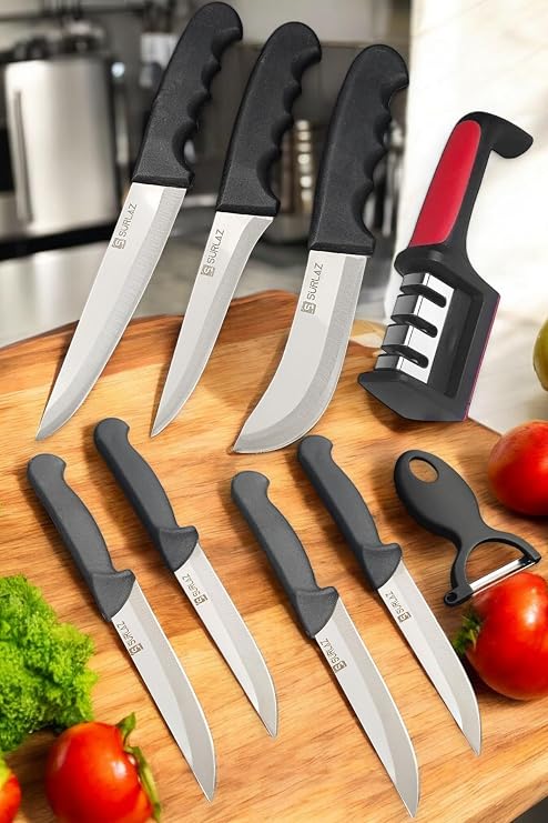 SürLaz 9 Piece Dowry Knife Set Kitchen Knife Set Sharpening Peeling