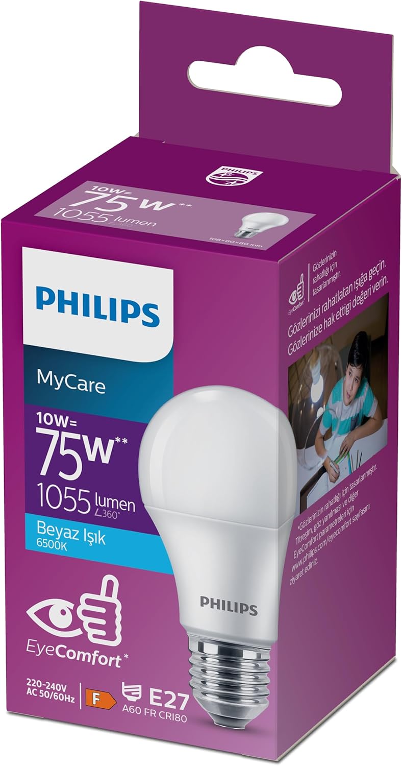 Philips 75W Led Bulb, 6500K White Light, E27 Normal Hear