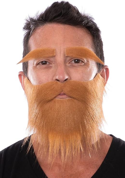 Fake Beard, Fake Mustache and Fake Eyebrows, Realistic Costume Novelty with Easy to Apply Self Adhesive