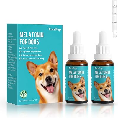 Melatonin for Dogs,Dog Sleep Aid–Anxiety Relief for Dogs, Stress, Calming, Relaxation & Sleep Support,Liquid Dog Melatonin 2Pack 2oz 60ml