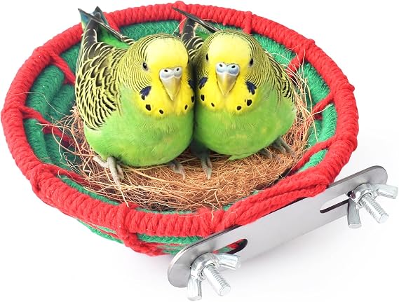 KATUMO Bird Nest, 5.3in Cockatiel Breeding Nest Parakeet Bed with Natural Coconut Fiber Bedding for Budgie, Parakeet, Cockatiel, Conure, Lovebird, Canary, Finch, Small Birds
