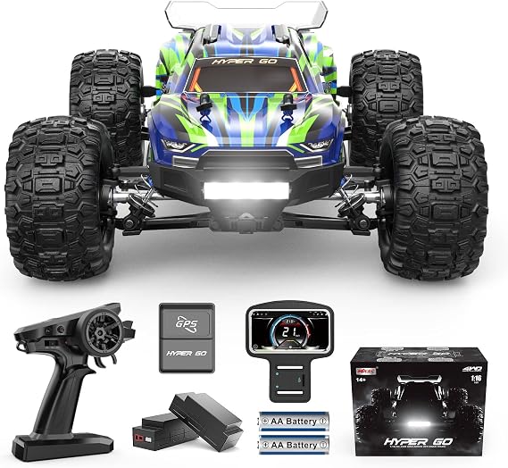 HYPER GO H14BM 1/14 Brushless RC Cars for Adults Fast 50 mph, RC Trucks 4wd Offroad Waterproof, Electric Powered High Speed RC Car, Scary Fast Extreme RC Truggy with 3S Battery for Snow Sand, Black