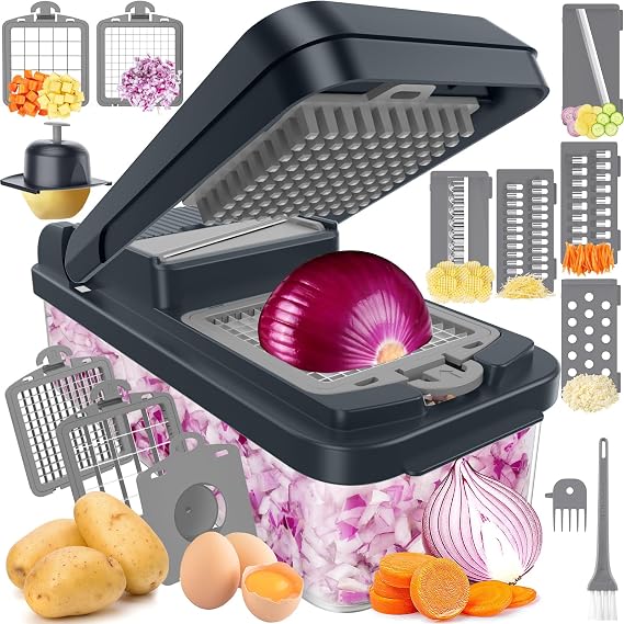 MealHelper 12-in-1 Vegetable Chopper, Food Veggie Chopper With Container