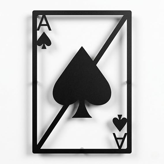 DEKADRON Metal Wall Art - Ace of Spades - 3D Wall Silhouette Metal Wall Decor Home Office Decoration Bedroom Living Room Decor Sculpture (13" W x 18" H/33x46cm)