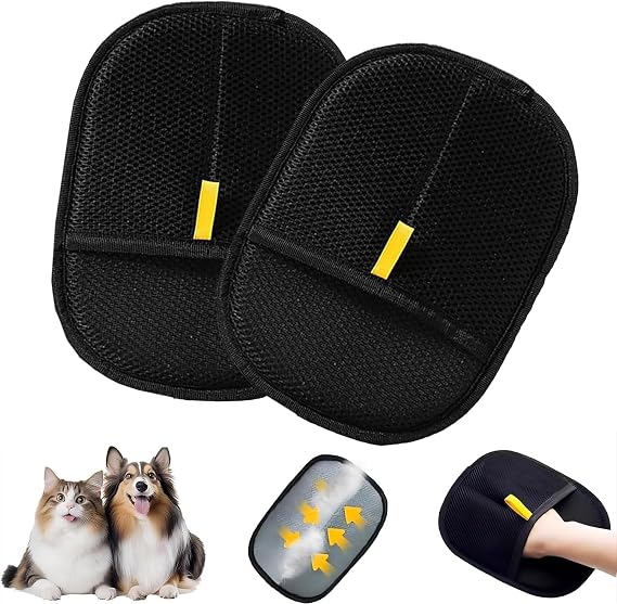 Pet Hair Removal Glove for Cats & Dogs, Efficient Grooming Gloves for Pet Hair, Cat Grooming Gloves for Hair Removal,Reusable Cat & Dog Hair Remover for Couch, Furniture, Carpet, Curtain(2Pcs)