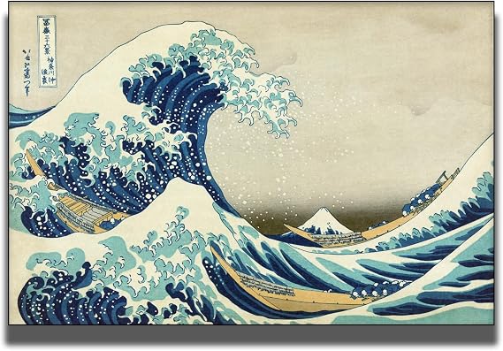 OKRA Hokusai Poster - Great Wave off Kanagawa Wall Decoration - Retro Japanese Poster - Wave Canvas Wall Decoration - Bedroom Living Room Bar Cool Home Decoration Unframed(12x18in/3045cm...