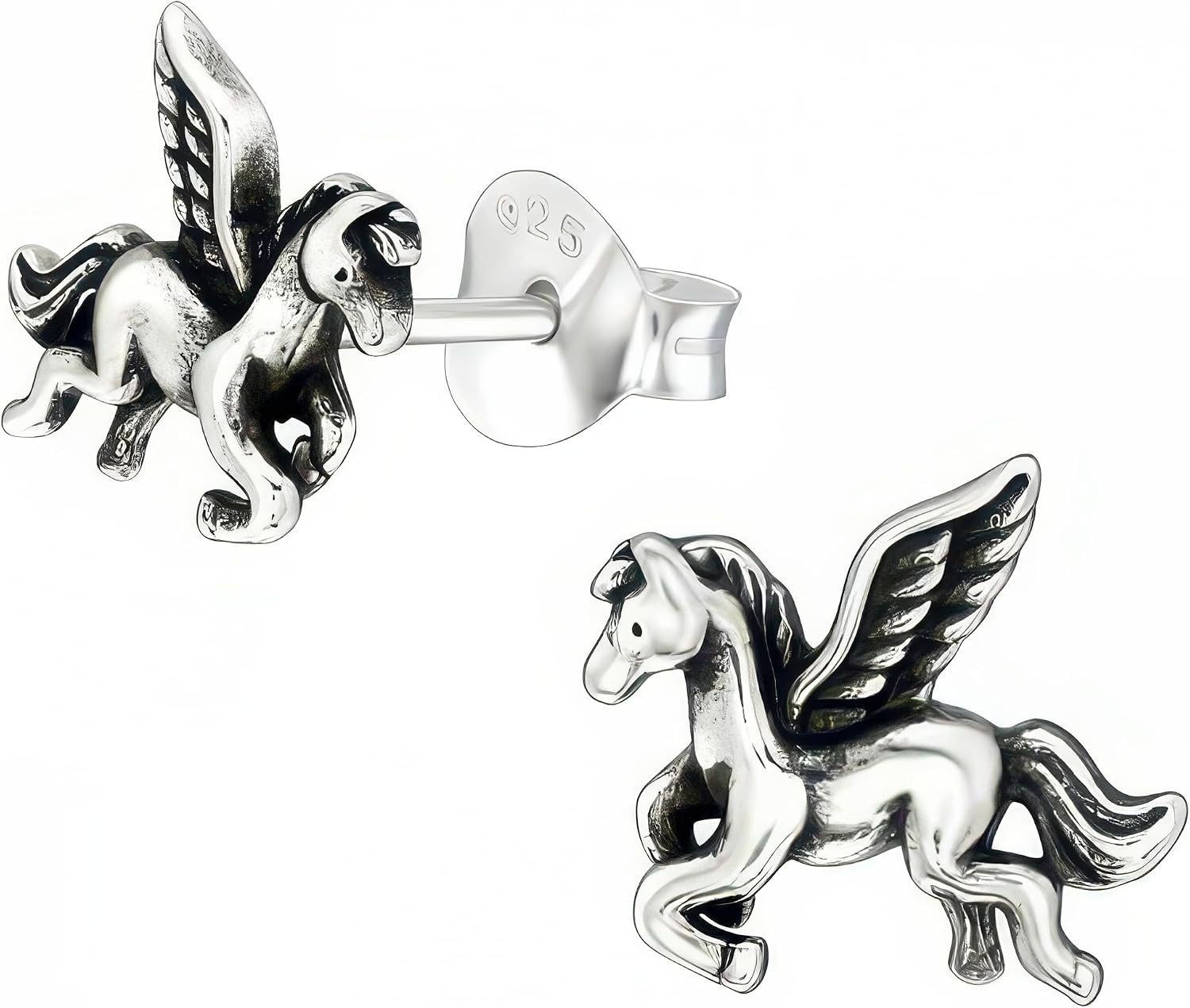 Pegasus .925 Sterling Silver Very Very Tiny Stud Earrings, Multiple Piercing, Cartilage, Helix, 2nd Ear Piercing