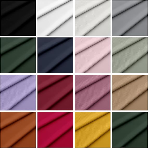 Rib Knit Fabric by the Yard Ribbed Jersey Stretchy Soft Polyester Stretch Fabric 1 Yard (Army Green, 1 Yard)
