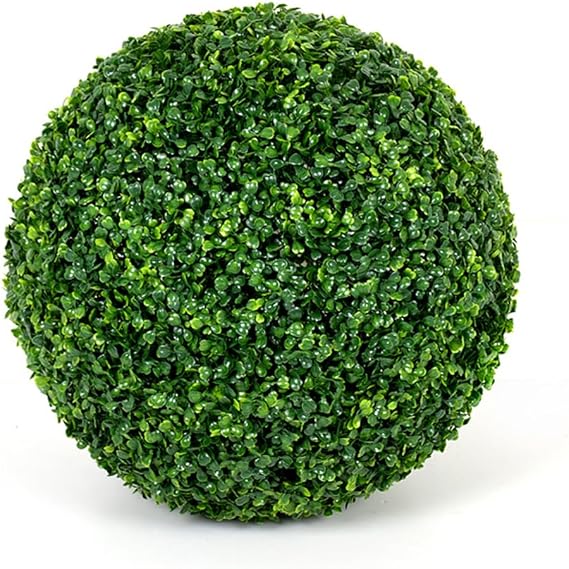 Artificial Plant Topiary Ball - 15.7 Inch UV Resistant Faux Boxwood Decorative Balls for Garden, Wedding, Backyard, Indoor Outdoor Greenery Home Decor Topiary Balls (Set of 2)