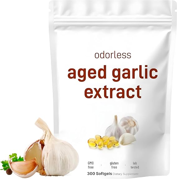 Odorless Aged Garlic Extract 7500mg Capsules,300 Softgels,1 Pack