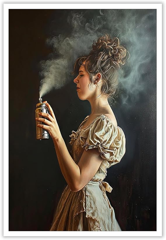 Funny Bathroom Canvas Wall Art A woman is purifying the air Aesthetics Posters Vintage Toilet Pictures Prints Rustic Antique Farmhouse Wall Decor for Bathroom Restroom 12x16in Unframed