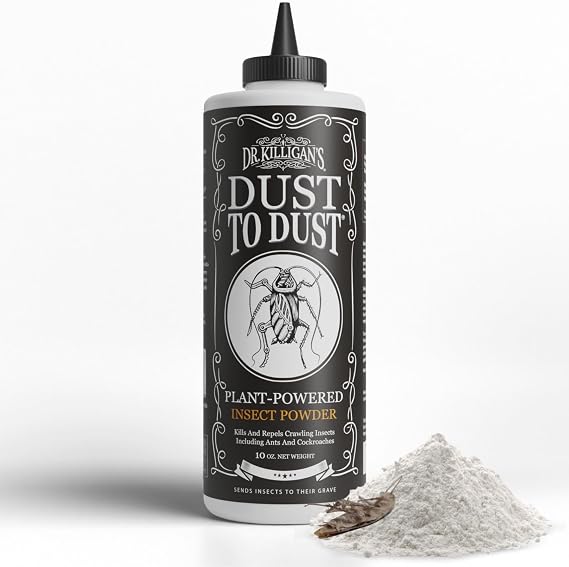 Dr. Killigan's Dust to Dust Powder Insect Killer, 10 oz | Diatomaceous Earth Alternative, Indoor & Outdoor Use, Removes on Contact & While You Sleep, Protects up to 6 Months